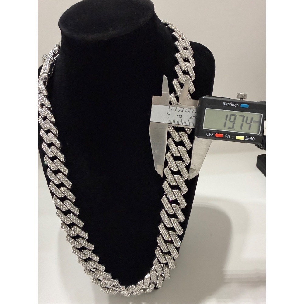 cuban chain iced out vvscz over stainless 24inch 19.5mm triple lock box - Picture 2 of 6